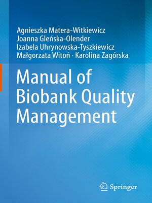 cover image of Manual of Biobank Quality Management